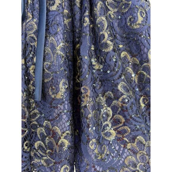 Sweet Kids Girls Blue Gold Lace Long Sleeve Midi Dress Sz 6 USA Formal Holidays - Picture 4 of 11